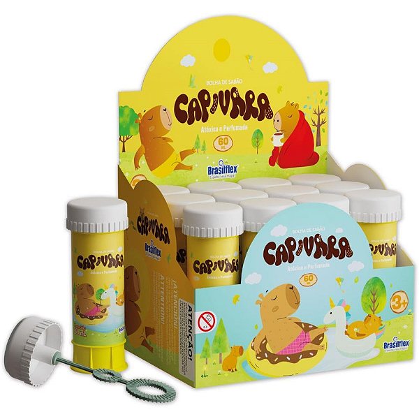 Bolha de Sabão Capivara 60ML Brasilflex Caixa com 12 Unidades