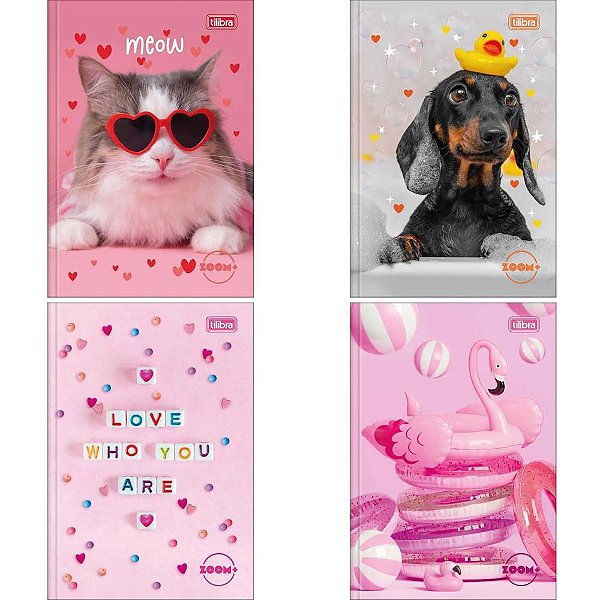 Caderno Brochura 1/4 Capa Dura Zoom+ 96 Folhas Feminino Pacote com 05