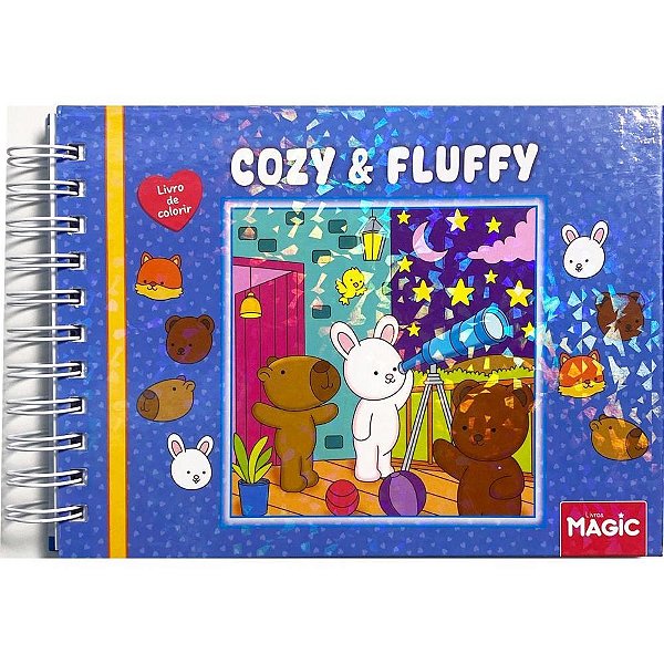 Livro de Colorir COZY AND FLUFFY 96 Páginas com Espiral e Capa Dura