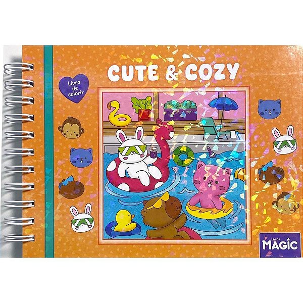 Livro de Colorir Cute e COZY 96 Páginas com Espiral e Capa Dura