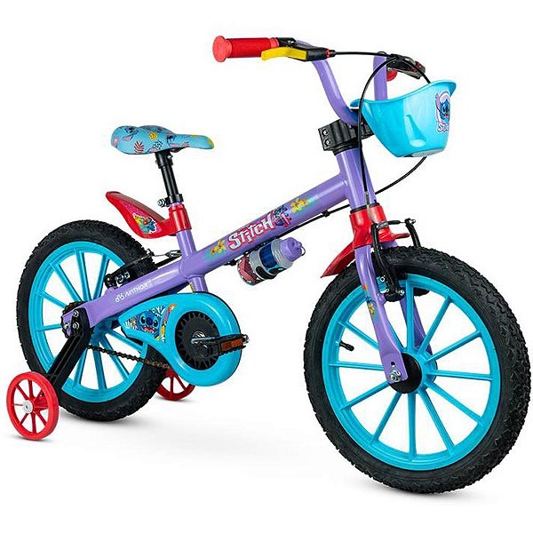 Bicicleta Infantil ARO 16 STITCH Nathor com Rodinhas Laterais