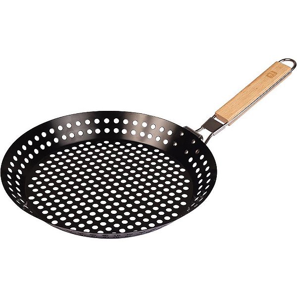 Frigideira Grelha Antiaderente para Churrasqueira AÇO Carbono 52CM