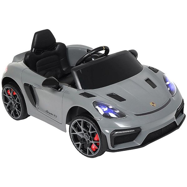 Veículo Elétrico Infantil Porsche SPYDER 12V Cinza com Controle Remoto e Bluetooth