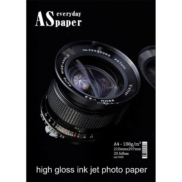 Papel Fotográfico INKJET A4 GLOSSY Everyday Paper 180G Pacote com 20 Folhas