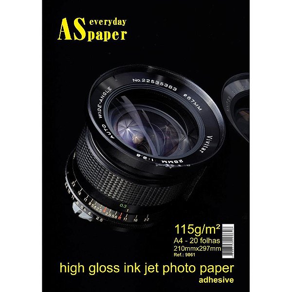 Papel Fotográfico INKJET A4 GLOSSY Adesivo 115G Pacote com 20 Folhas