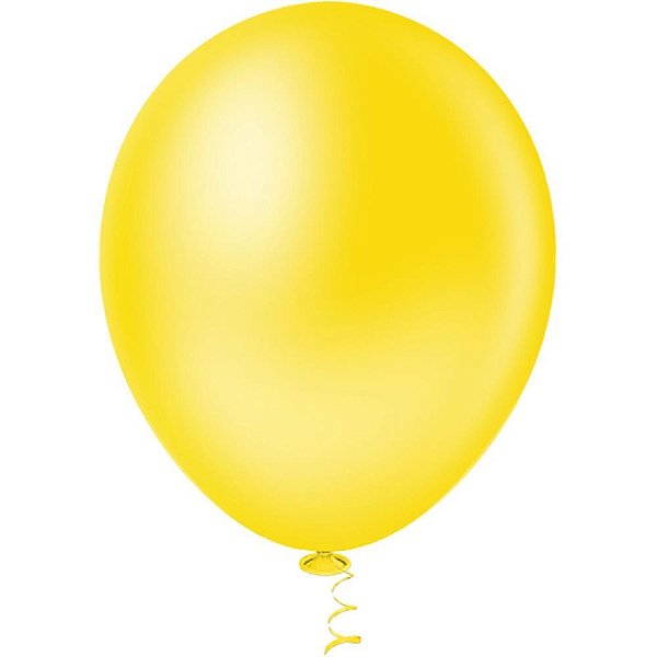 Balão 16 Polegadas Liso Amarelo Pacote com 12 Unidades