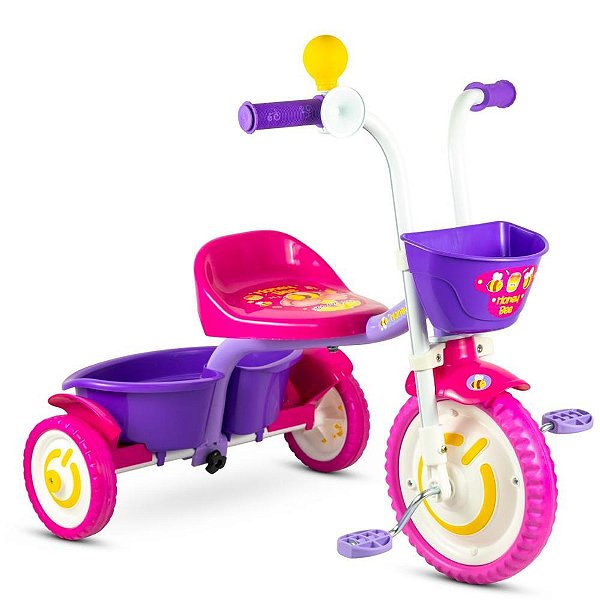 Triciclo Infantil Honey Bee com Cestinha, Buzina e Pneus EVA