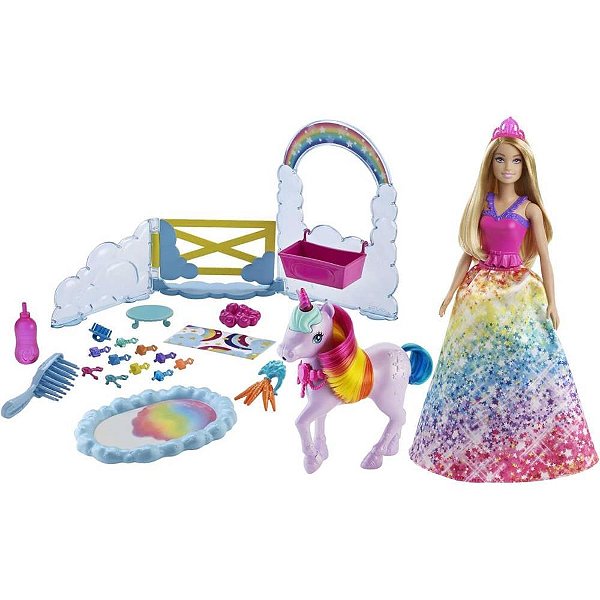 Barbie Fantasy Conjunto ARCO-ÍRIS com Unicórnio