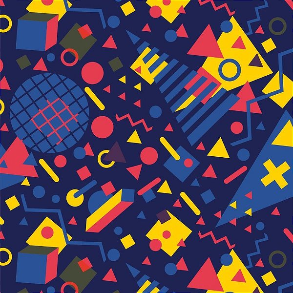 Papel de Presente Bobina Couchê 60CM Geométricas Coloridas 100 Metros