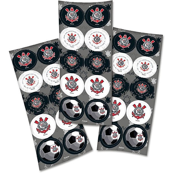 Adesivos Decorados Corinthians 2023 Pacote com 30 Unidades Oficiais