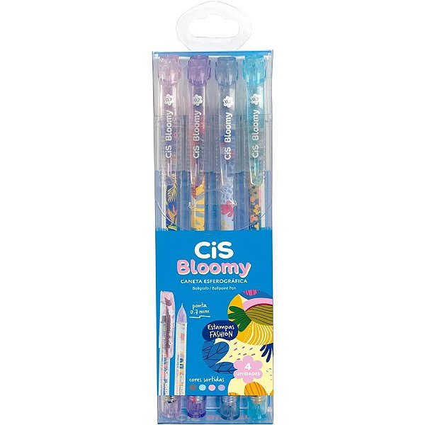 Caneta Esferográfica CIS Bloomy 4 Cores Blister