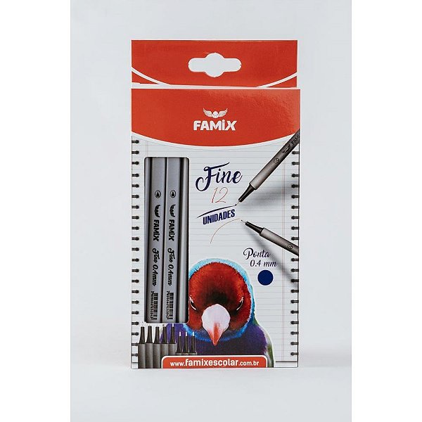 Caneta com Ponta Porosa Fine 0.4MM Azul Blister com 12 Unidades