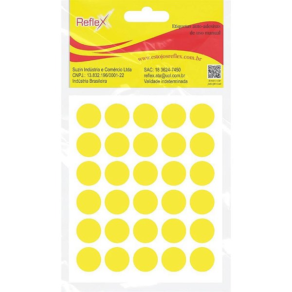 Etiqueta Redonda Amarela 13MM com 210 Etiquetas Cartela