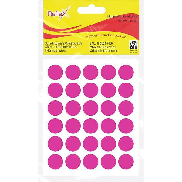 Etiqueta Redonda PINK 13MM Cartela com 210 Unidades