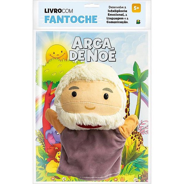 Livro Brinquedo Ilustrado Fantoche ARCA de Noé com 16 Páginas