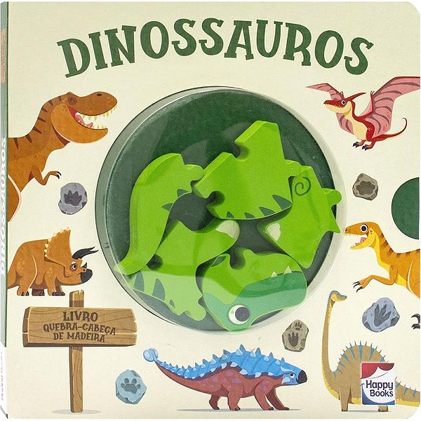 Livro QUEBRA-CABEÇA de Madeira Dinossauro com História Rimada e Educativa