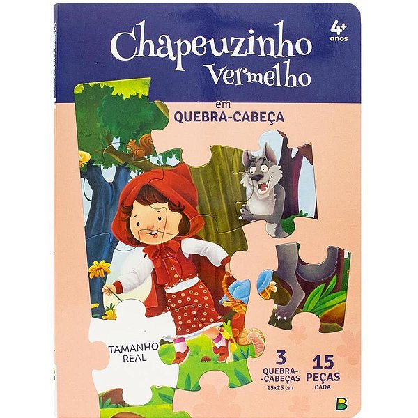 Livro QUEBRA-CABEÇA Chapeuzinho Vermelho 3X15 Peças com 6 Páginas