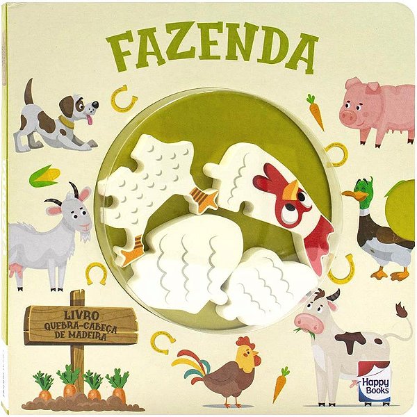 Livro QUEBRA-CABEÇA de Madeira Fazenda com História Infantil