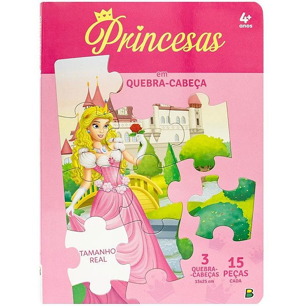 Livro QUEBRA-CABEÇA Princesas 3X15 Peças com 6 Páginas Ilustradas