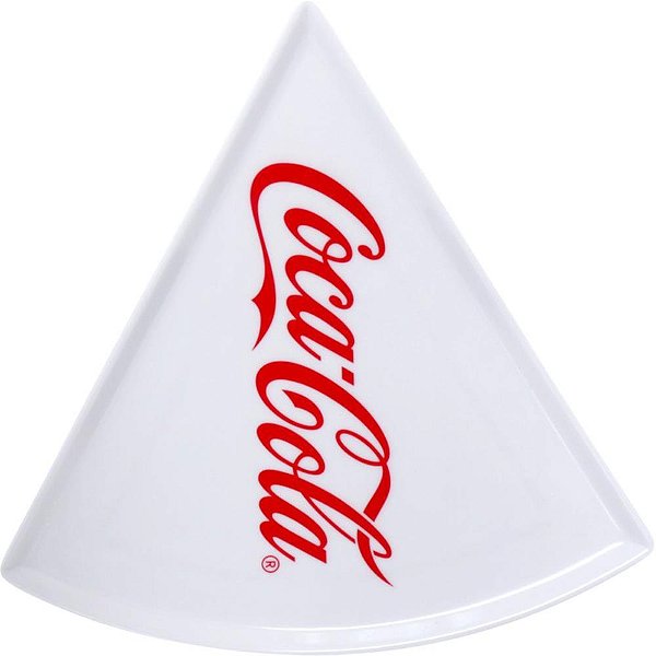 Prato Plástico COCA-COLA para Pizza 22CM Branco e Vermelho