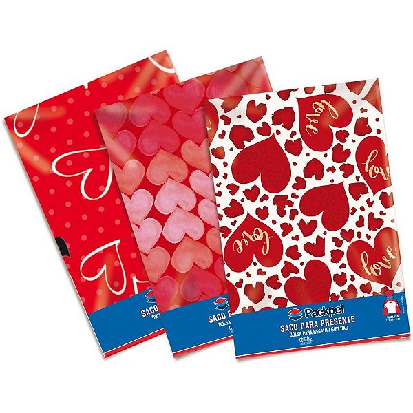 Saco Metalizado 20X30CM Romântico Sortido Pacote com 100 Unidades