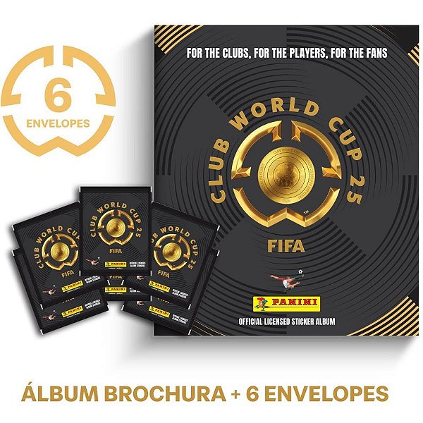 álbum de Figurinhas Mundial de Clubes 2025 Brochura com 6 Envelopes KIT