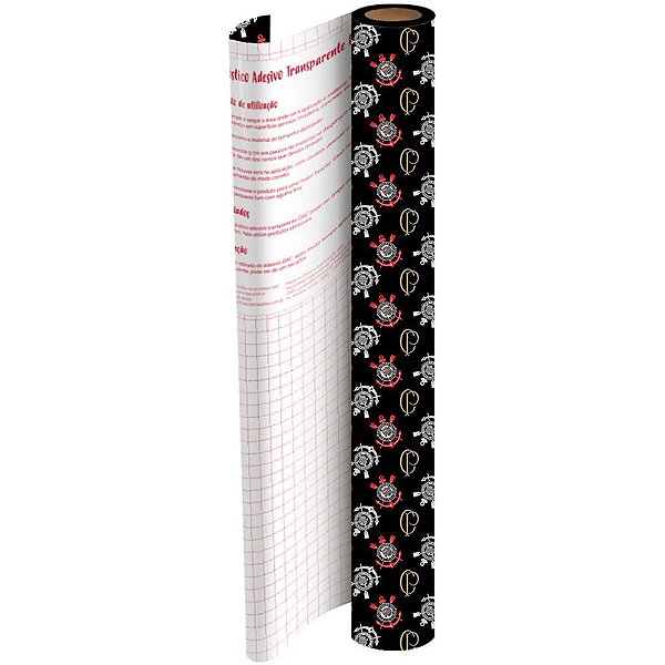Plástico Adesivo 45CM X 10M Corinthians PP 0,08MM Rolo Decorativo