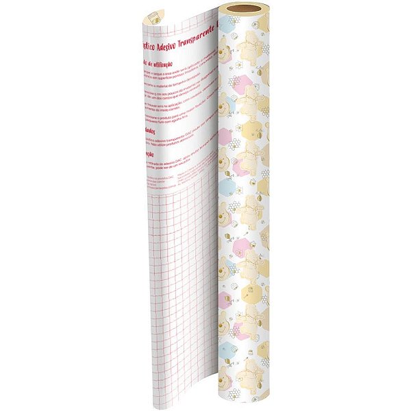 Plástico Adesivo 45CM X 10M Pooh PP 0,08MM Rolo Decorativo