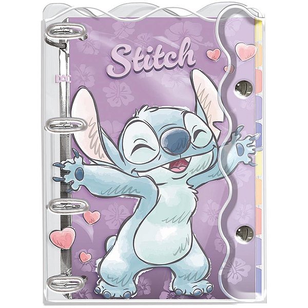 Fichário de PVC STITCH Universitário com Fecho de Botão 192 Folhas