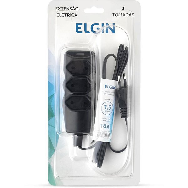 Extensão Elétrica 3 Tomadas EX203 10 Metros Bipolar 10A Preta