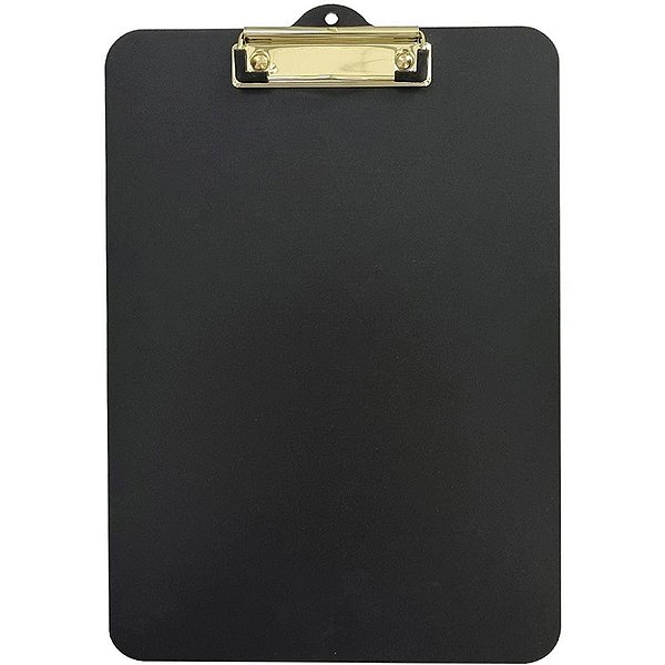 Prancheta Duratex Office BLACK com Prendedor Metálico Dourado 33,5X23CM