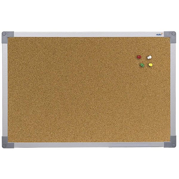 Quadro de Aviso 60X40CM Moldura Alumínio MDF com Cortiça Aparente