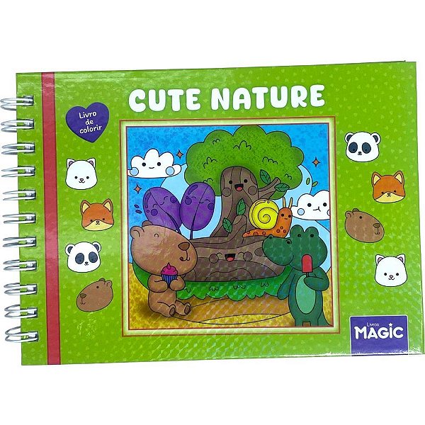 Livro de Colorir Cute Nature 96 Páginas Espiral Capa Dura 180G