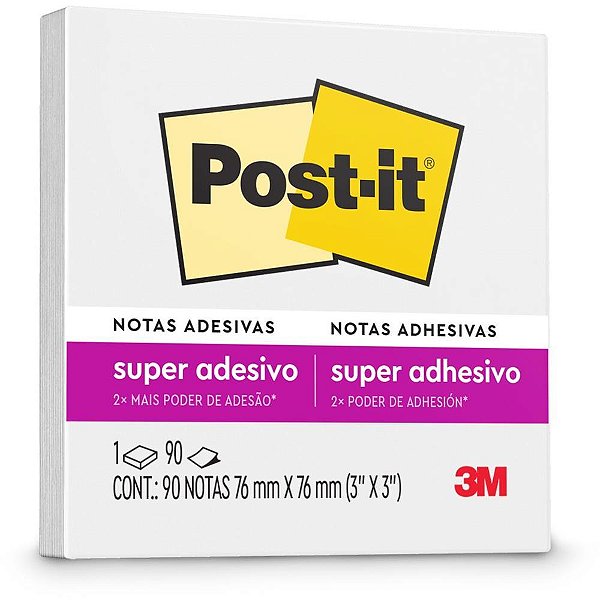 Bloco de Recado POST-IT 76MM X 76MM Branco Neve 90 Folhas
