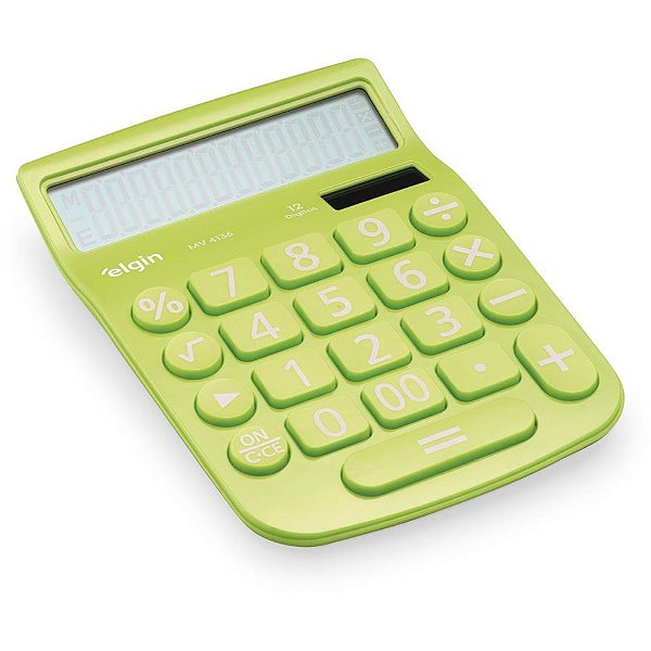 Calculadora de Mesa 12 Dígitos MV4136 Verde com Visor EXTRA Grande