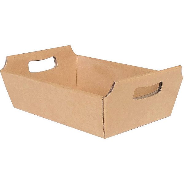 Cesta de Papel KRAFT Tamanho M 27X12X18,5CM Plastificada (pacote com 10)