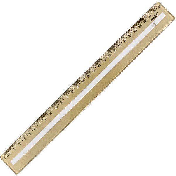 Régua de Poliestireno Guia de Leitura Dourada 30CM Pacote com 10