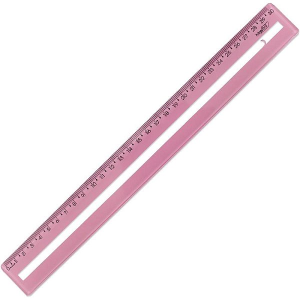 Régua de Poliestireno Guia de Leitura Rosa 30CM Pacote com 10 Unidades