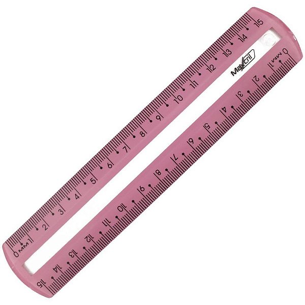 Régua de Poliestireno Guia de Leitura Rosa 15CM (pacote com 10 Unidades)