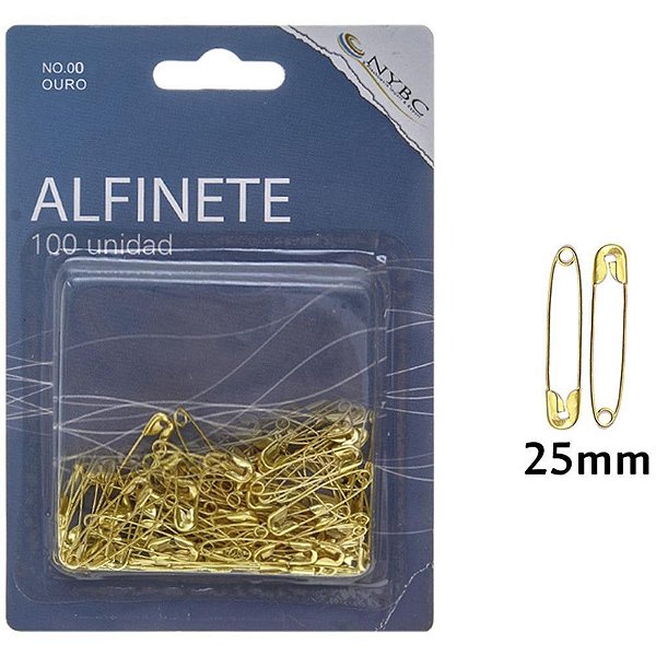 Alfinete de Segurança Nº00 Dourado 100 Unidades (pacote com 6)