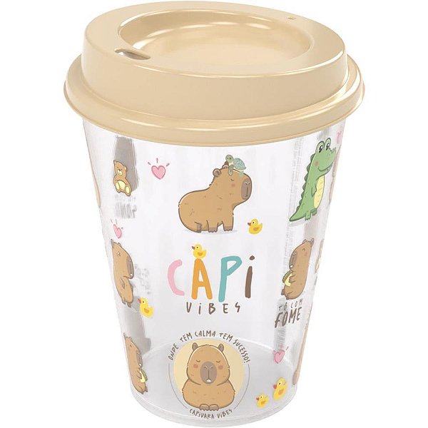 Copo Decorado Capivara com Tampa e Bico 270ML