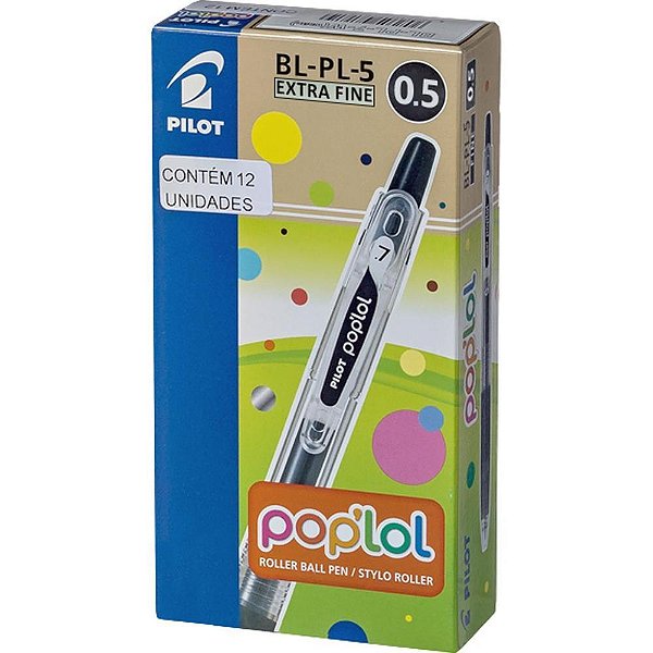 Caneta Esferográfica Retrátil Pop’lol 0.5MM Branco Caixa com 12 Unidades