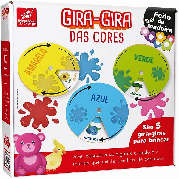 Jogo Educativo Gira Gira das Cores com 5 Roletas Coloridas