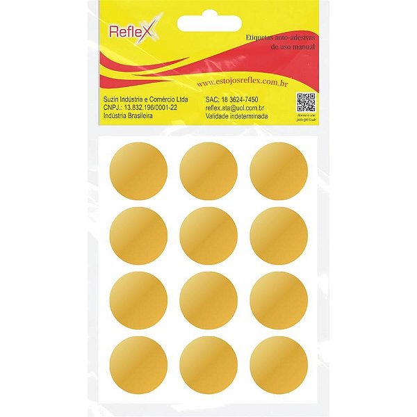 Etiqueta Redonda Ouro 25MM com 84 Unidades NA Cartela