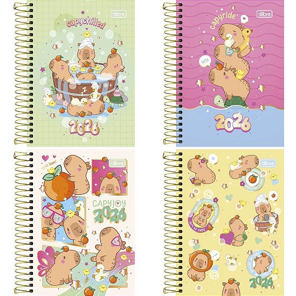 Agenda 2026 Capyclub Espiral Capa Dura 160 Folhas 110X154MM (pacote com 4)