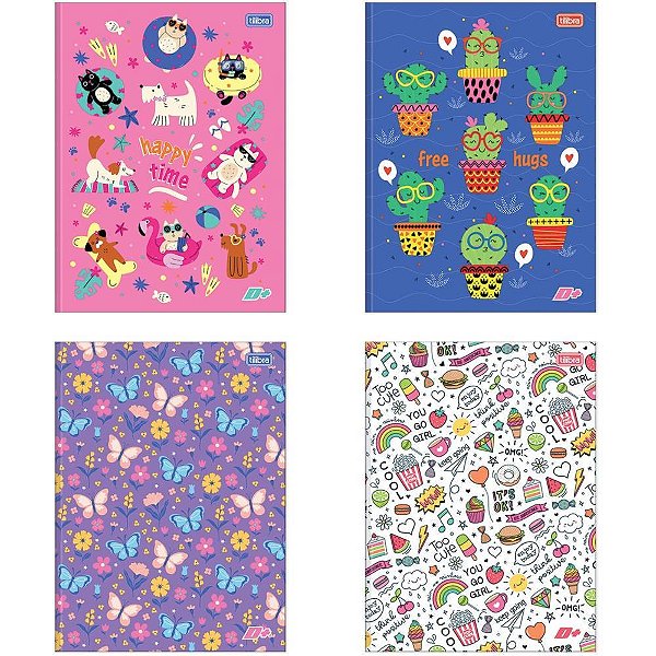 Caderno Brochurão Capa Dura D+ 48 Folhas Feminino (pacote com 10 Unidades)