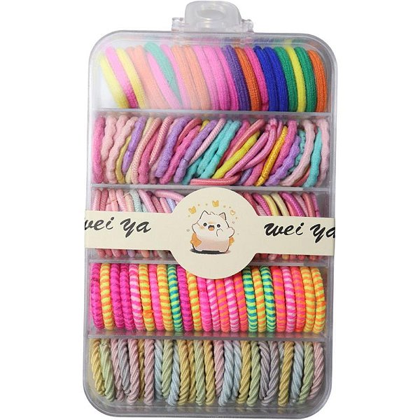 Acessório para Cabelo Elástico Colorido 2CM Caixa com Diversas Unidades