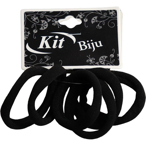 Acessório para Cabelo Elástico Preto 4CM Pacote com 12 Cartelas
