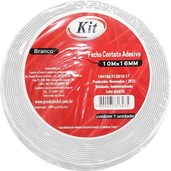 Velcro Adesivo Branco 16MM Rolo com 10 Metros para Artesanato e Fixação
