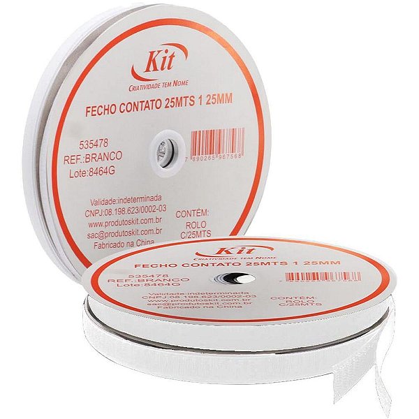 Velcro Branco 50MM Rolo com 25 Metros para Fixação e Artesanato